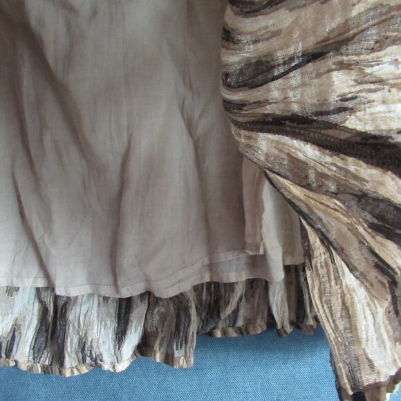 Chicos Skirt Womens Size 0.5 Brown Tan Graphic Maxi Work Preppy Modern Modest - Picture 3 of 7